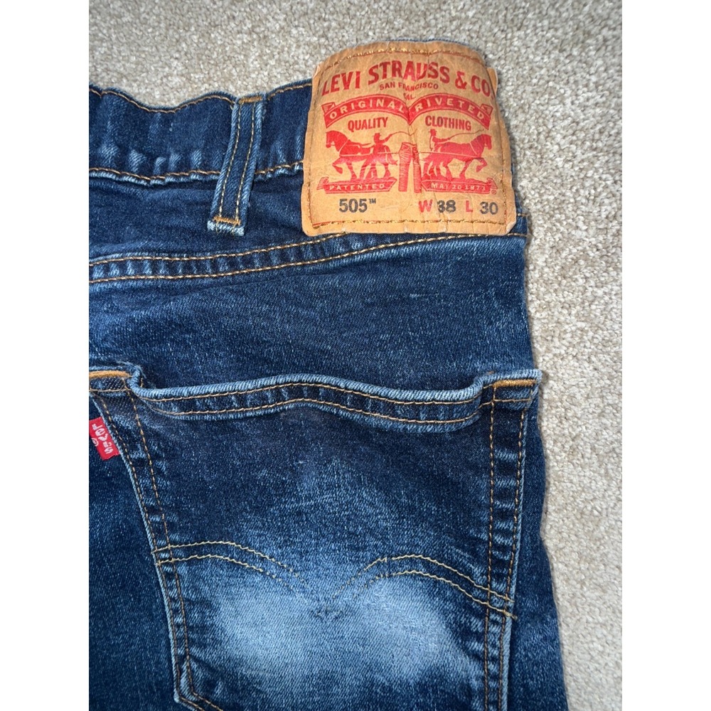 Levi's 505 Jeans Mens‎ 38x30 Blue All Day Comfort Everyday Wear Straight Leg - Picture 9 of 10